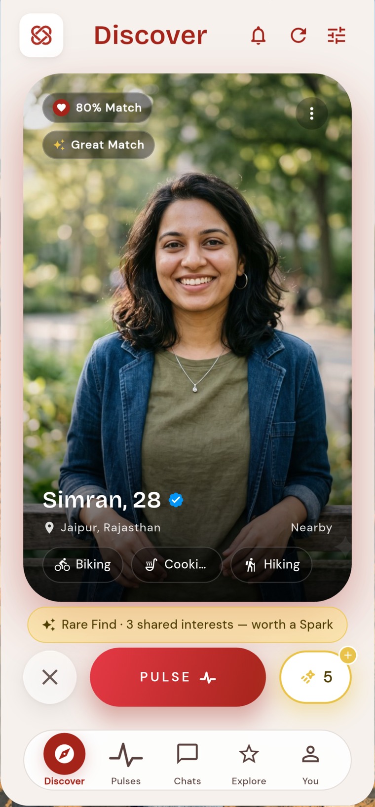Daternix Discover — Simran, 80% Match
